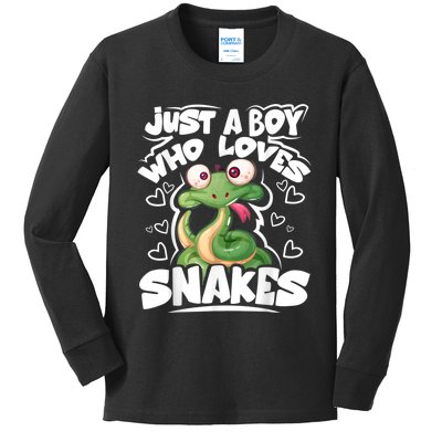 Just A Boy Who Loves Snakes Snake Lover Gift Kids Long Sleeve Shirt