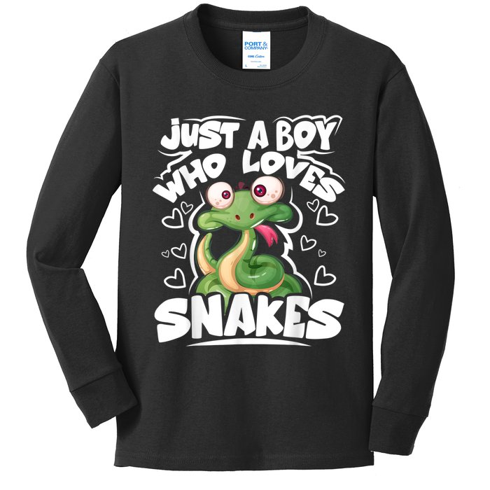 Just A Boy Who Loves Snakes Snake Lover Gift Kids Long Sleeve Shirt