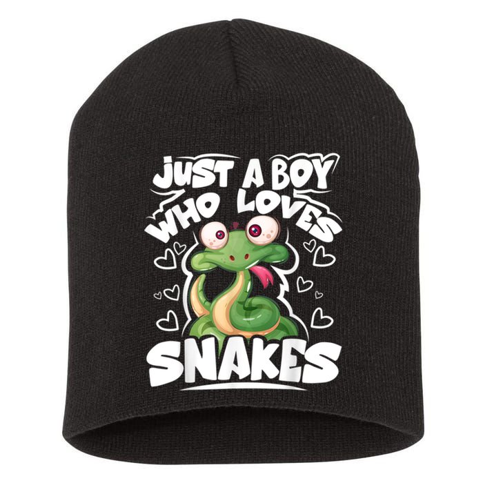 Just A Boy Who Loves Snakes Snake Lover Gift Short Acrylic Beanie