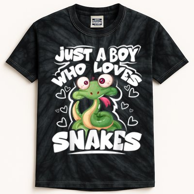 Just A Boy Who Loves Snakes Snake Lover Gift Kids Tie-Dye T-Shirt