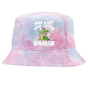 Just A Boy Who Loves Snakes Snake Lover Gift Tie-Dyed Bucket Hat