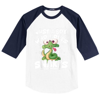 Just A Boy Who Loves Snakes Snake Lover Gift Baseball Sleeve Shirt