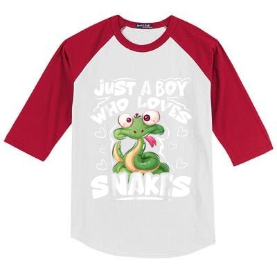 Just A Boy Who Loves Snakes Snake Lover Gift Kids Colorblock Raglan Jersey