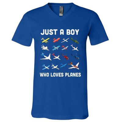 Just A Boy Who Loves Planes V-Neck T-Shirt