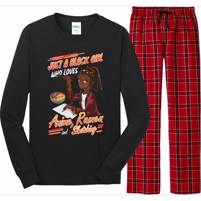 Just A Black Who Loves Anime Ra And Sketching Gift Long Sleeve Pajama Set