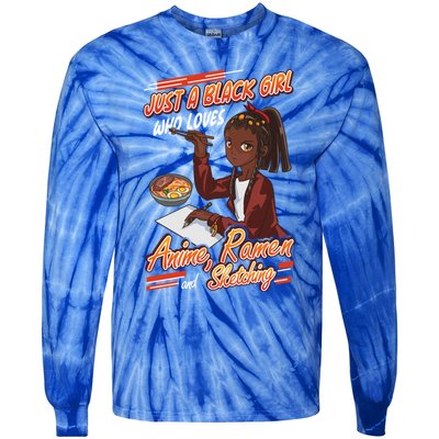 Just A Black Who Loves Anime Ra And Sketching Gift Tie-Dye Long Sleeve Shirt