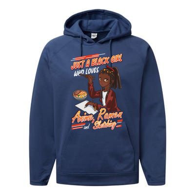 Just A Black Who Loves Anime Ra And Sketching Gift Performance Fleece Hoodie