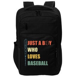 Just A Boy Who Loves Baseball Funny Retro Baseball Impact Tech Backpack