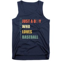 Just A Boy Who Loves Baseball Funny Retro Baseball Tank Top