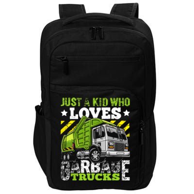 Just A Boy Who Loves Garbage Trucks Funny Impact Tech Backpack