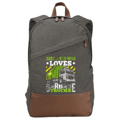 Just A Boy Who Loves Garbage Trucks Funny Cotton Canvas Backpack