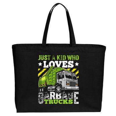 Just A Boy Who Loves Garbage Trucks Funny Cotton Canvas Jumbo Tote