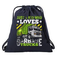 Just A Boy Who Loves Garbage Trucks Funny Drawstring Bag