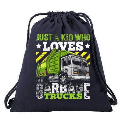 Just A Boy Who Loves Garbage Trucks Funny Drawstring Bag