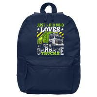 Just A Boy Who Loves Garbage Trucks Funny 16 in Basic Backpack