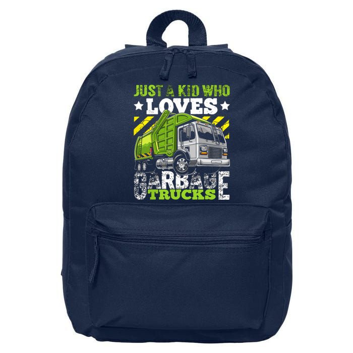 Just A Boy Who Loves Garbage Trucks Funny 16 in Basic Backpack