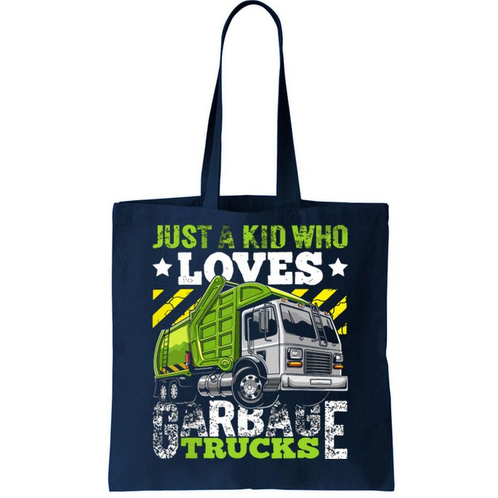 Just A Boy Who Loves Garbage Trucks Funny Tote Bag