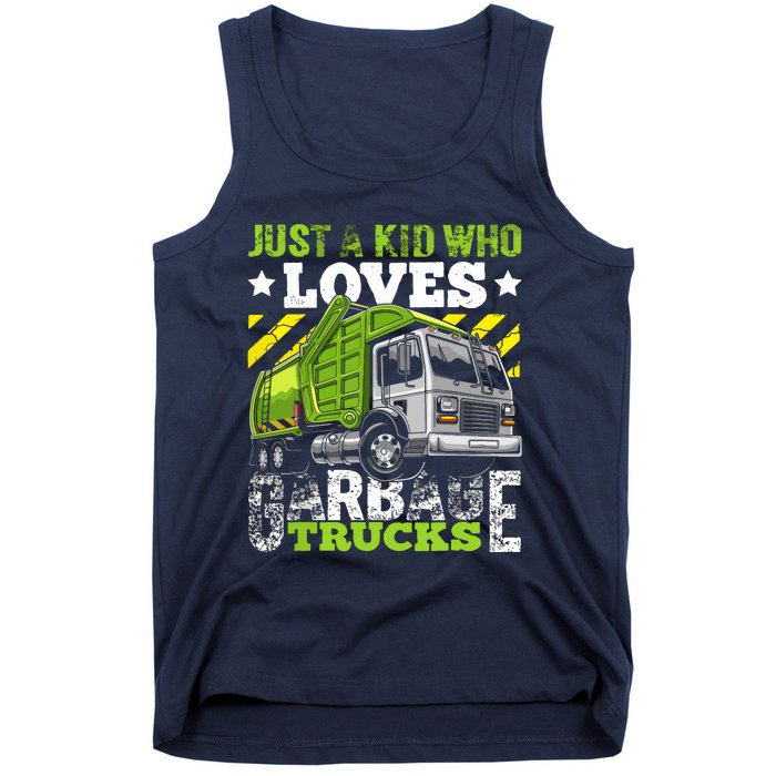 Just A Boy Who Loves Garbage Trucks Funny Tank Top