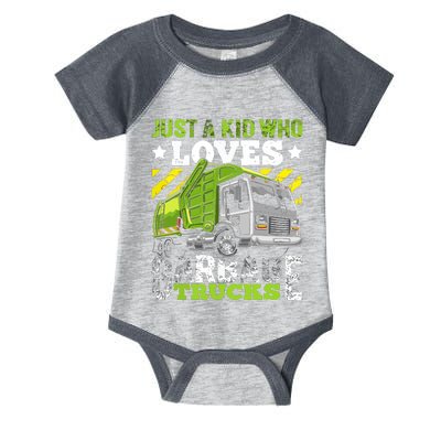 Just A Boy Who Loves Garbage Trucks Funny Infant Baby Jersey Bodysuit