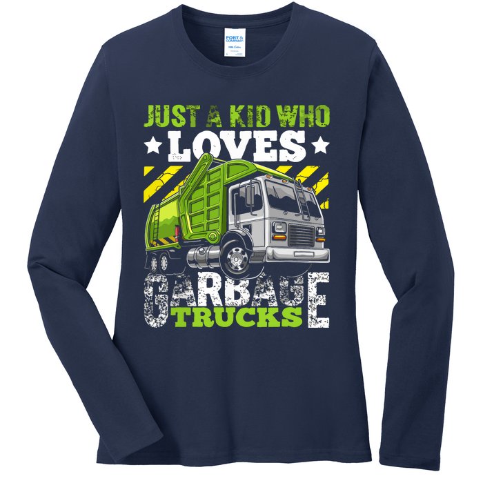 Just A Boy Who Loves Garbage Trucks Funny Ladies Long Sleeve Shirt