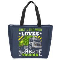 Just A Boy Who Loves Garbage Trucks Funny Zip Tote Bag