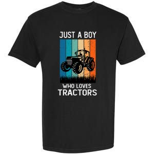 Just A Boy Who Loves Tractors Farm Lifestyle Boy Garment-Dyed Heavyweight T-Shirt