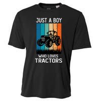 Just A Boy Who Loves Tractors Farm Lifestyle Boy Cooling Performance Crew T-Shirt