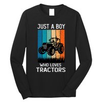 Just A Boy Who Loves Tractors Farm Lifestyle Boy Long Sleeve Shirt