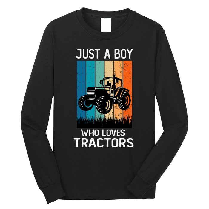 Just A Boy Who Loves Tractors Farm Lifestyle Boy Long Sleeve Shirt