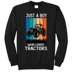 Just A Boy Who Loves Tractors Farm Lifestyle Boy Sweatshirt