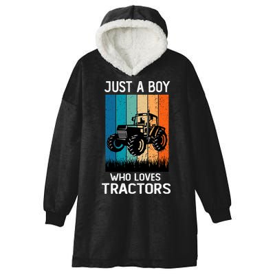 Just A Boy Who Loves Tractors Farm Lifestyle Boy Hooded Wearable Blanket