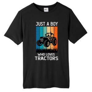 Just A Boy Who Loves Tractors Farm Lifestyle Boy Tall Fusion ChromaSoft Performance T-Shirt