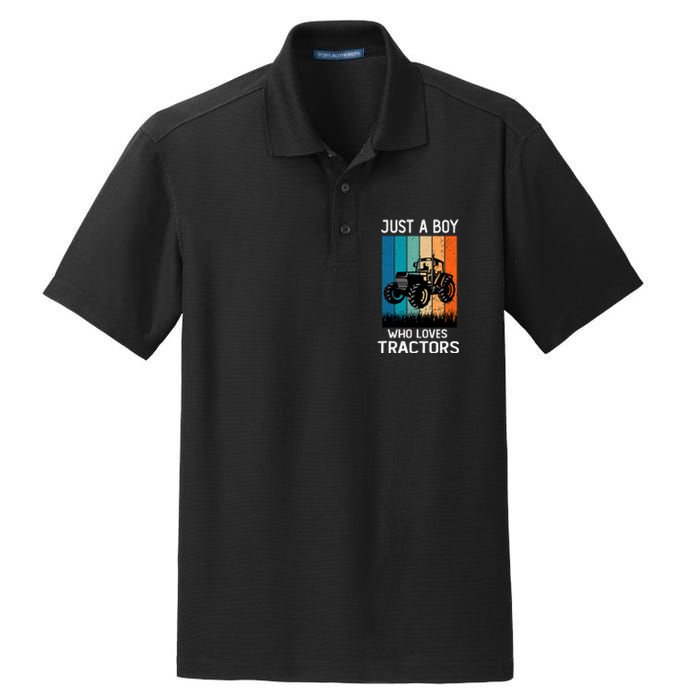 Just A Boy Who Loves Tractors Farm Lifestyle Boy Dry Zone Grid Polo