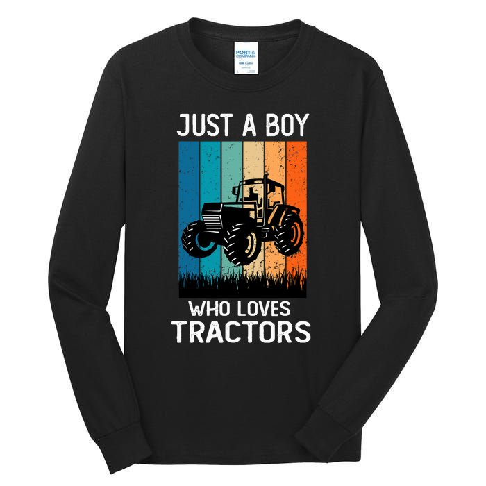 Just A Boy Who Loves Tractors Farm Lifestyle Boy Tall Long Sleeve T-Shirt