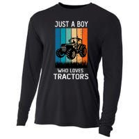 Just A Boy Who Loves Tractors Farm Lifestyle Boy Cooling Performance Long Sleeve Crew