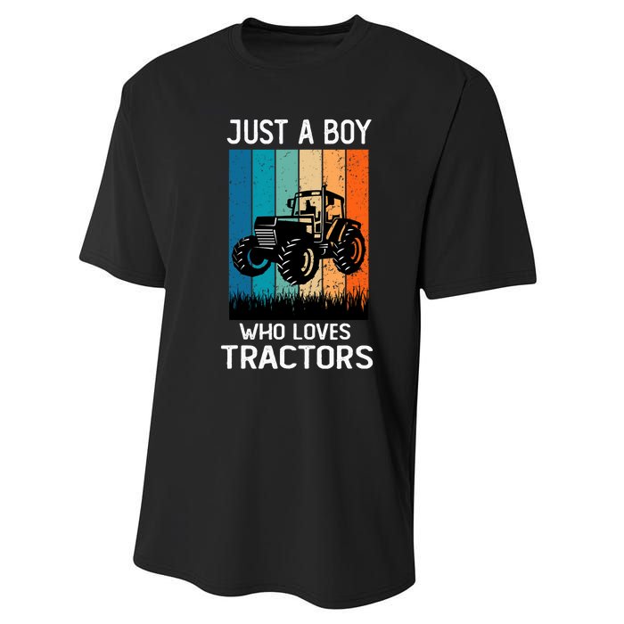 Just A Boy Who Loves Tractors Farm Lifestyle Boy Performance Sprint T-Shirt