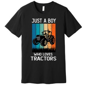 Just A Boy Who Loves Tractors Farm Lifestyle Boy Premium T-Shirt