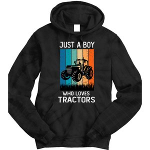 Just A Boy Who Loves Tractors Farm Lifestyle Boy Tie Dye Hoodie