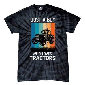 Just A Boy Who Loves Tractors Farm Lifestyle Boy Tie-Dye T-Shirt