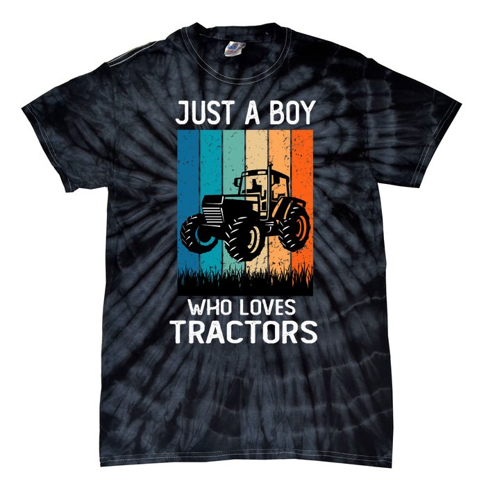 Just A Boy Who Loves Tractors Farm Lifestyle Boy Tie-Dye T-Shirt