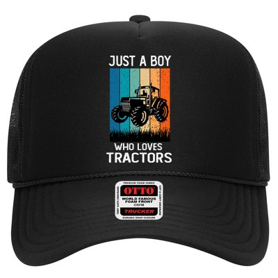 Just A Boy Who Loves Tractors Farm Lifestyle Boy Trucker Hat