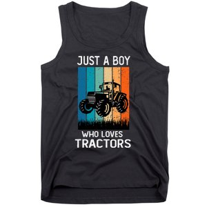 Just A Boy Who Loves Tractors Farm Lifestyle Boy Tank Top