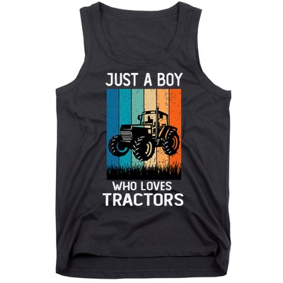 Just A Boy Who Loves Tractors Farm Lifestyle Boy Tank Top