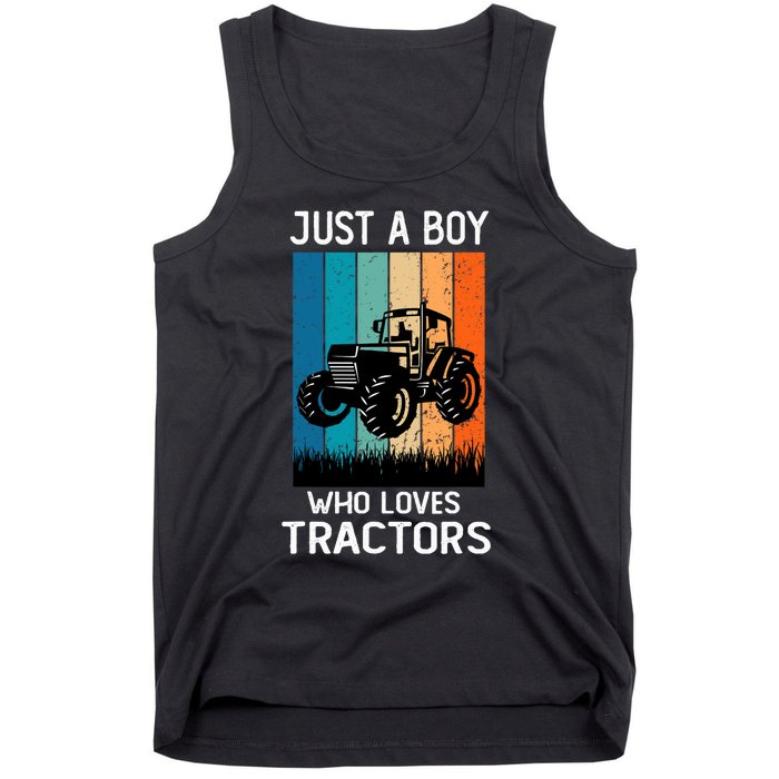 Just A Boy Who Loves Tractors Farm Lifestyle Boy Tank Top