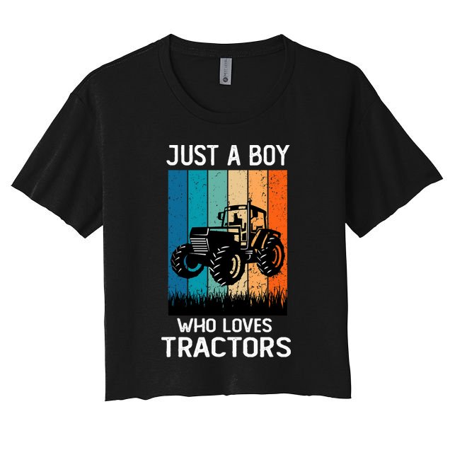 Just A Boy Who Loves Tractors Farm Lifestyle Boy Crop Top