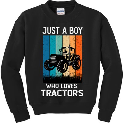 Just A Boy Who Loves Tractors Farm Lifestyle Boy Kids Sweatshirt