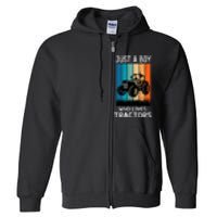 Just A Boy Who Loves Tractors Farm Lifestyle Boy Full Zip Hoodie