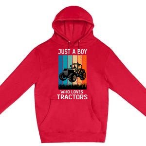 Just A Boy Who Loves Tractors Farm Lifestyle Boy Premium Pullover Hoodie