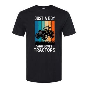 Just A Boy Who Loves Tractors Farm Lifestyle Boy Softstyle CVC T-Shirt