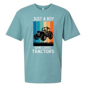 Just A Boy Who Loves Tractors Farm Lifestyle Boy Sueded Cloud Jersey T-Shirt